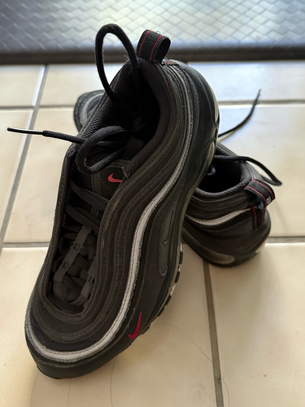 Nike Black and Red Air Max 97 Sneakers